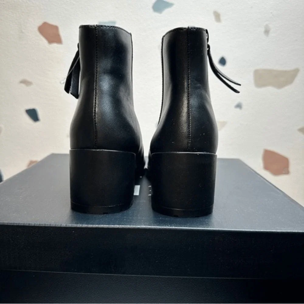 NATURALIZER Black Bay Waterproof‎ Leather Block Heel Ankle Booties Size 6M